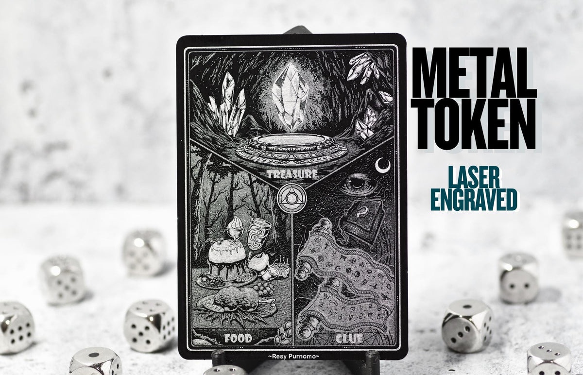 Metal Treasure Clue Food Triple Token MTG | Laser Engraved Magic The Gathering Commander Proxy Token