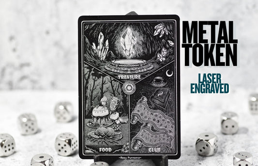 Metal Treasure Clue Food Triple Token MTG | Laser Engraved Magic The Gathering Commander Proxy Token
