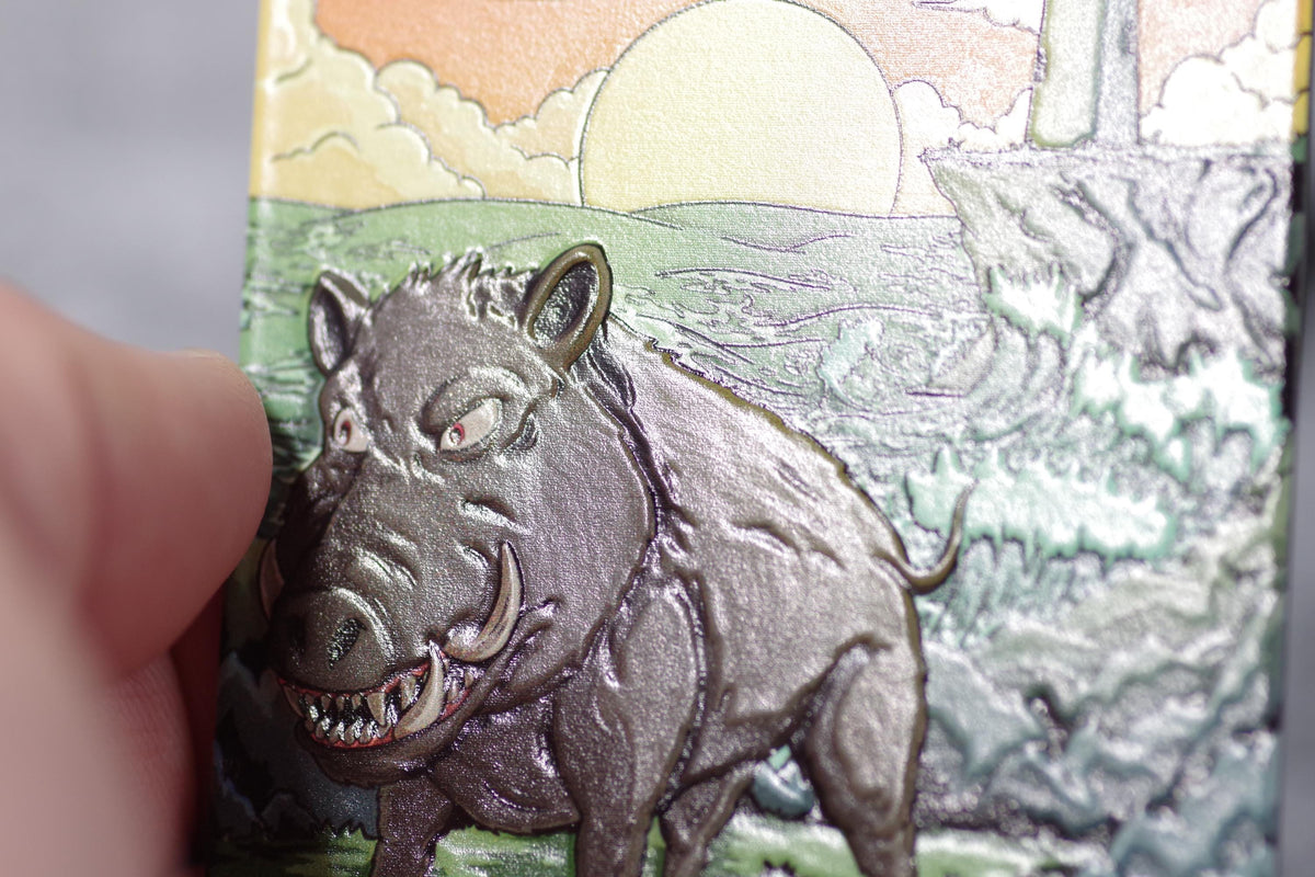 Metal Boar Token for MTG | Raised 3D UV Resin Artwork |