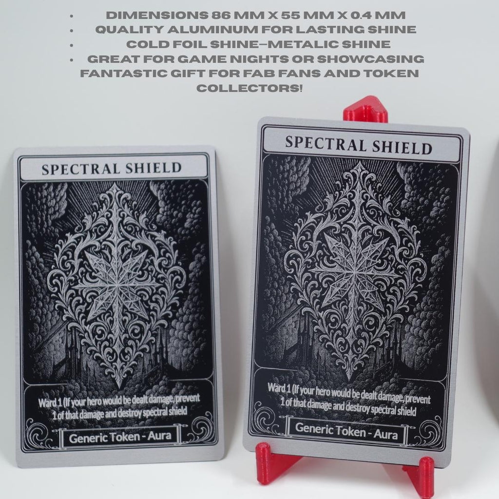 Spectral Shield Metal Token for Flesh and Blood TCG - Premium Cold Foil Shine - Laser Engraved Aluminum Card - Gaming Accessory