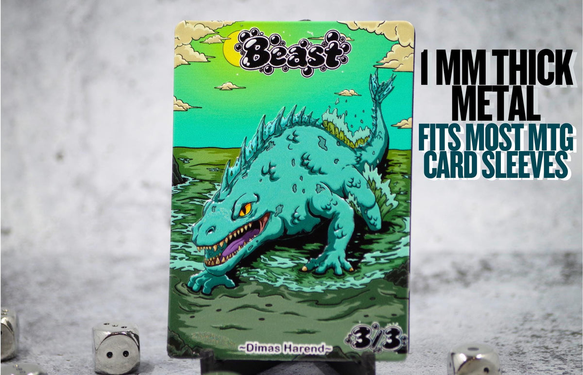 Metal Beast Token for MTG | Raised 3D UV Resin Artwork |