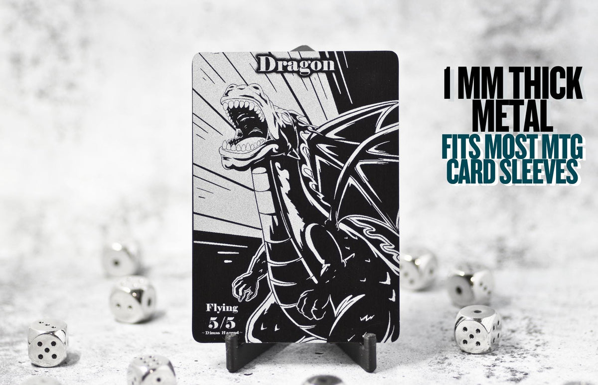 Metal Dragon Token MTG | Laser Engraved Magic The Gathering Commander Proxy Token