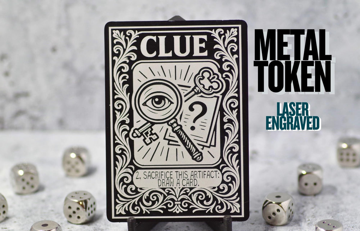 Metal Clue Token MTG | Laser Engraved Magic The Gathering Commander Proxy Token