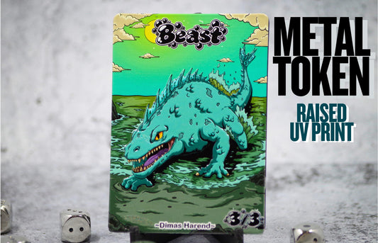 Metal Beast Token for MTG | Raised 3D UV Resin Artwork |