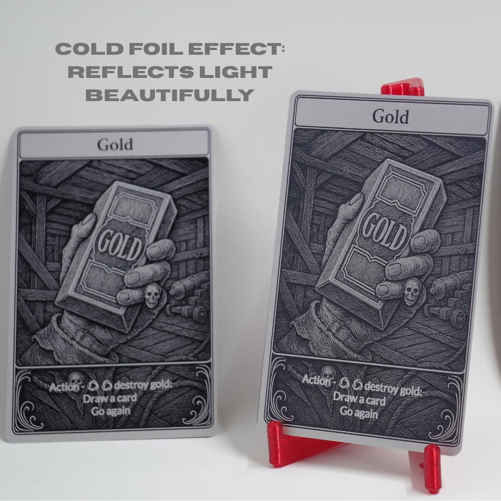 Gold Metal Token for Flesh and Blood TCG - Premium Laser Engraved Aluminum Card - Cold Foil Shine - Gaming Accessory