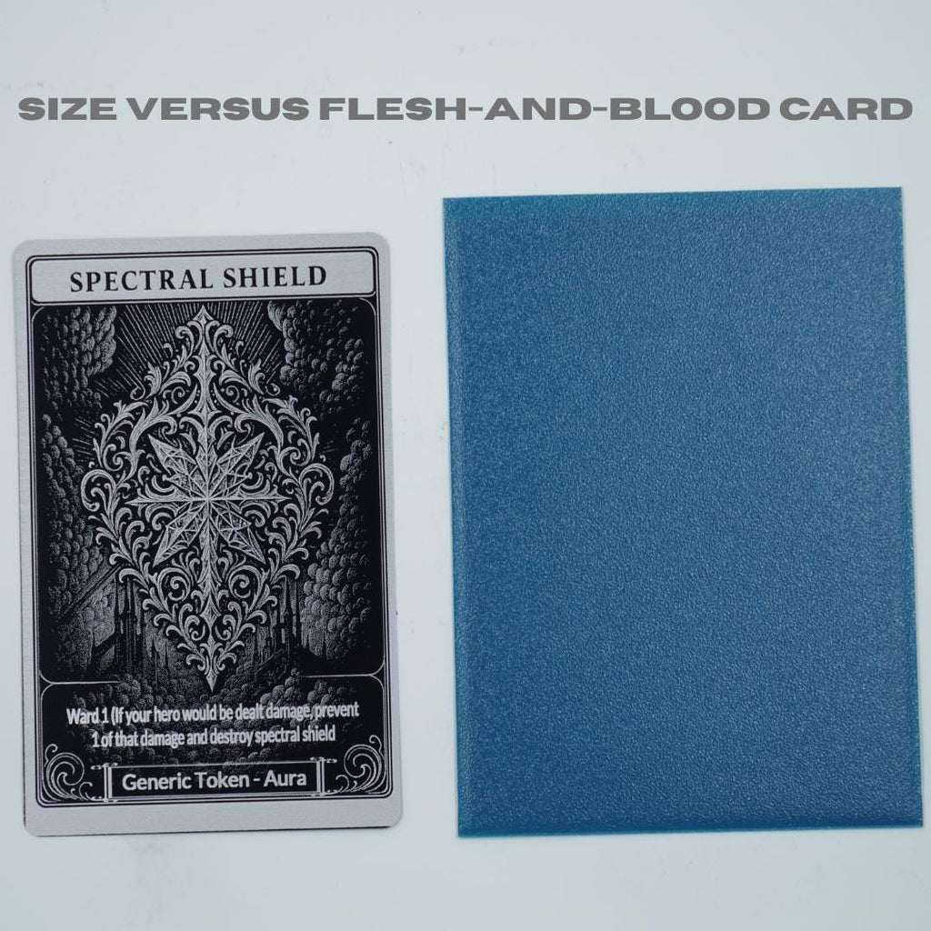 Spectral Shield Metal Token for Flesh and Blood TCG - Premium Cold Foil Shine - Laser Engraved Aluminum Card - Gaming Accessory