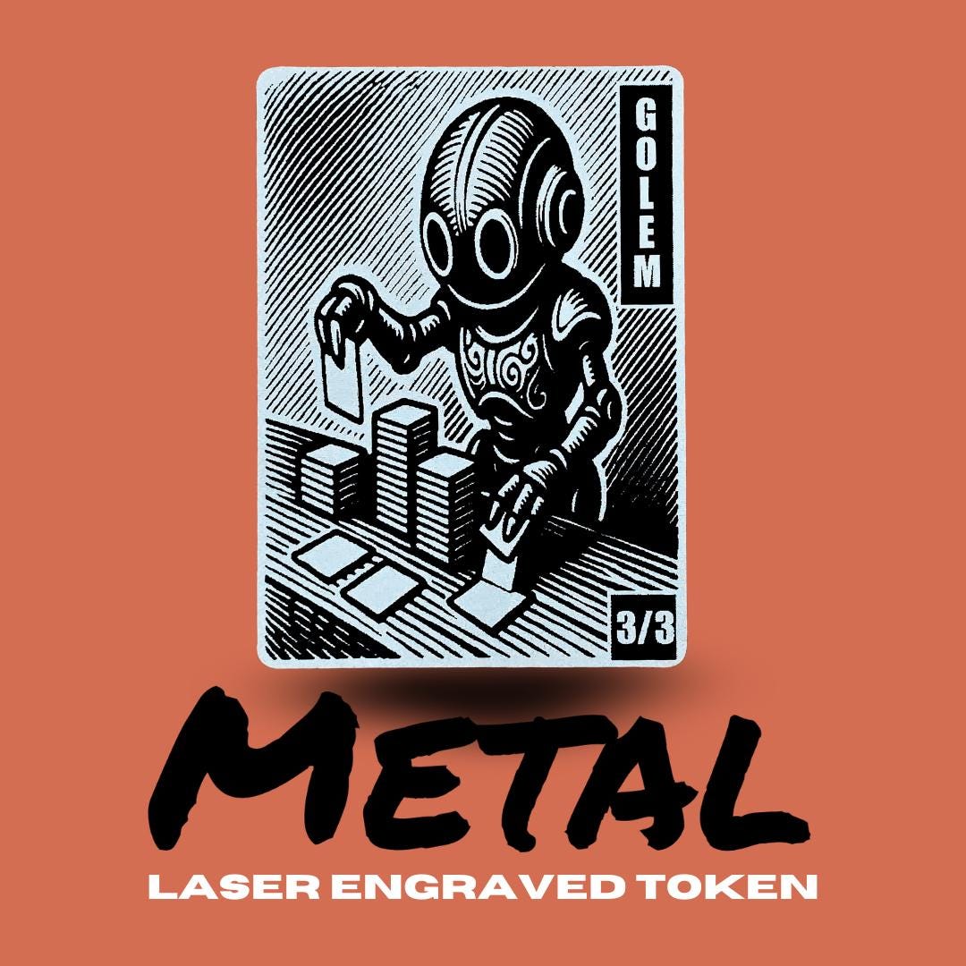 Metal Golem Token MTG | Laser Engraved Magic The Gathering Commander Proxy Token