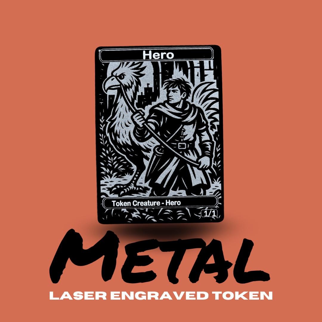 Metal Hero Token MTG | Laser Engraved Magic The Gathering Commander Proxy Token