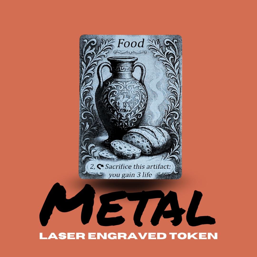 Metal Food Token MTG | Laser Engraved Magic The Gathering Commander Proxy Token