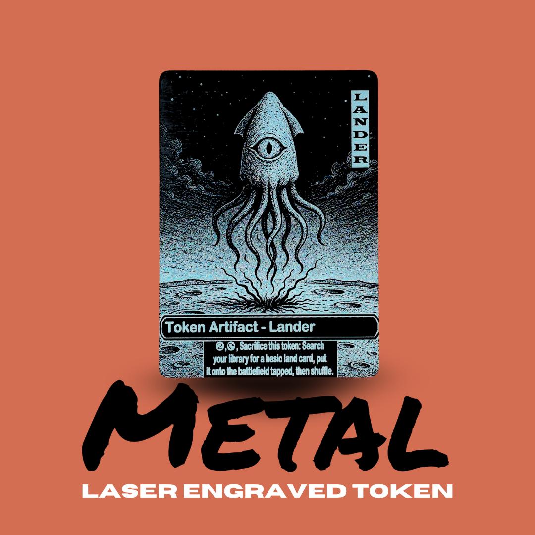 Metal Lander Token MTG | Laser Engraved Magic The Gathering Commander Proxy Token
