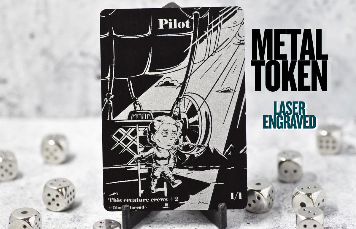 Metal Pilot Token MTG | Laser Engraved Magic The Gathering Commander Proxy Token