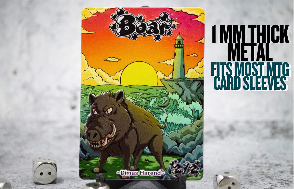Metal Boar Token for MTG | Raised 3D UV Resin Artwork |