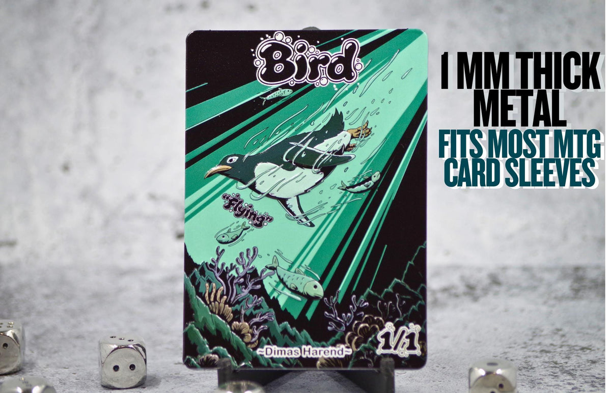 Metal Bird Token for MTG | Raised 3D UV Resin Artwork |