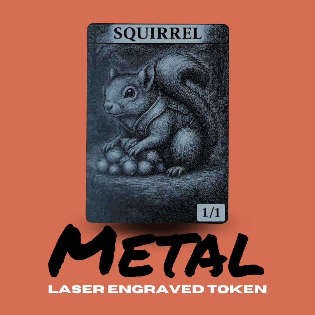 Metal Squirrel Token MTG | Laser Engraved Magic The Gathering Commander Proxy Token