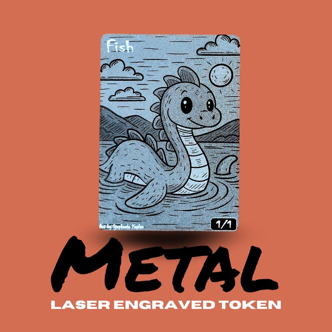 Laser-Engraved Nessie Fish Token – Aluminum MTG Magic the Gathering