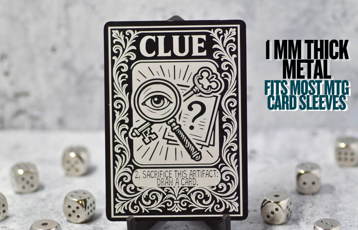 Metal Clue Token MTG | Laser Engraved Magic The Gathering Commander Proxy Token