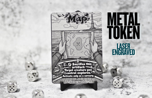 Metal Map Token MTG | Laser Engraved Magic The Gathering Commander Proxy Token