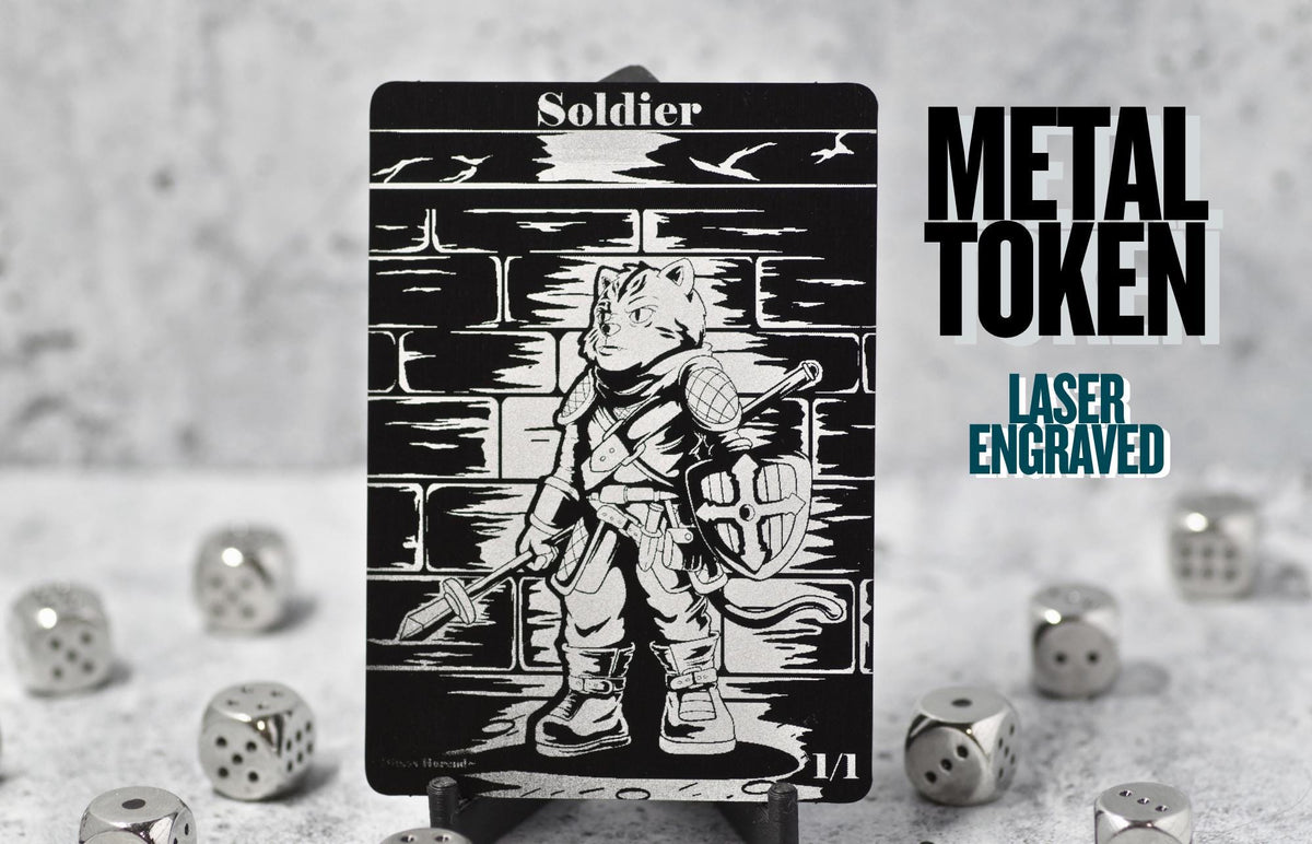 Metal Soldier Token MTG | Laser Engraved Magic The Gathering Commander Proxy Token