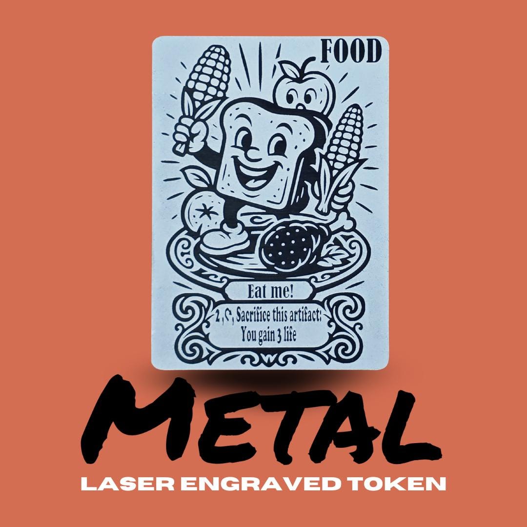 Metal Food Token MTG | Laser Engraved Magic The Gathering Commander Proxy Token