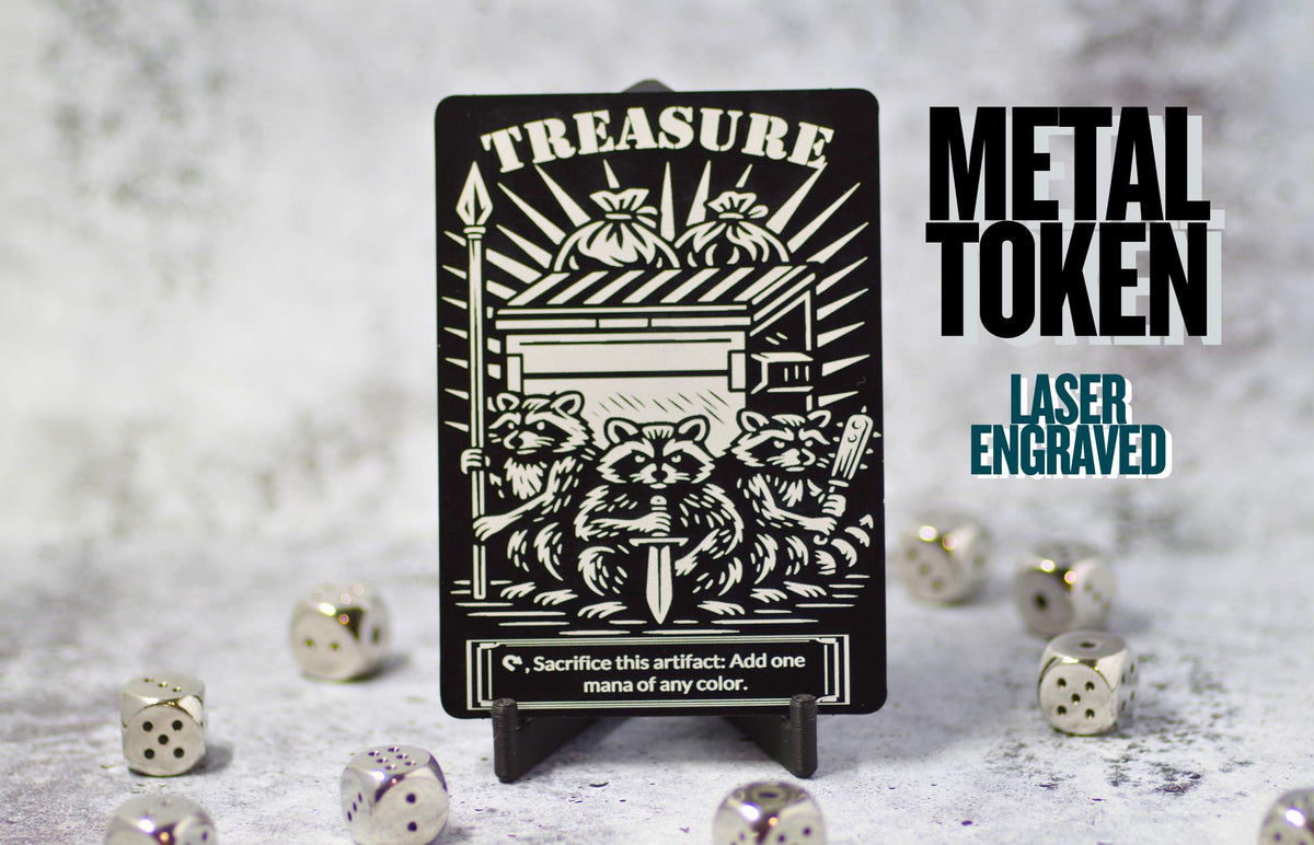 Metal Raccoon Treasure Token, MTG Magic The Gathering Accessory