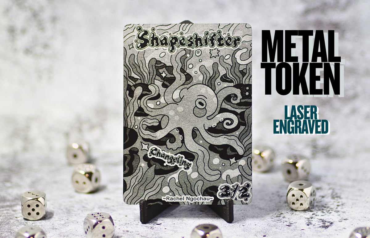Metal Shapeshifter Token MTG | Laser Engraved Magic The Gathering Commander Proxy Token