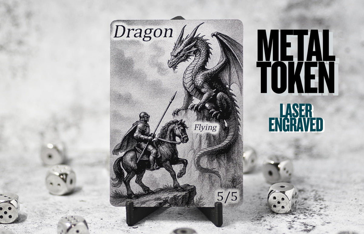 Metal Dragon Token MTG | Laser Engraved Magic The Gathering Commander Proxy Token