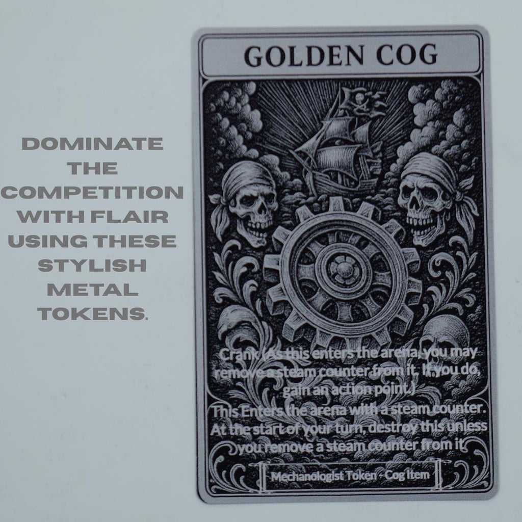 Golden Cog Metal Token for Flesh and Blood TCG - Premium Laser Engraved Aluminum Card - Cold Foil Shine - Custom Gaming Accessory