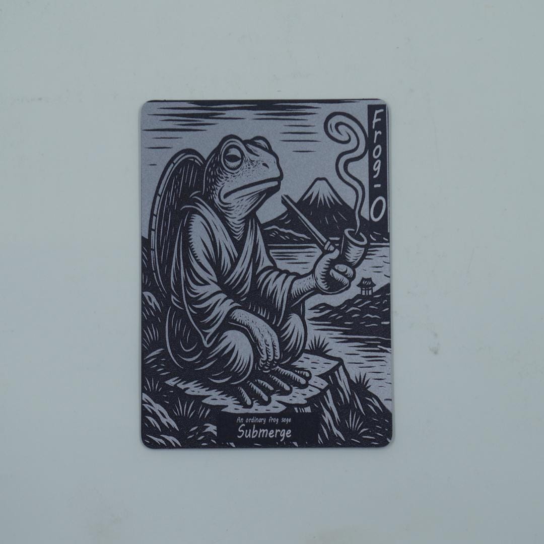 Engraved Metal Frog Tokens: Samurai Gamer Gift, 3-Piece Set