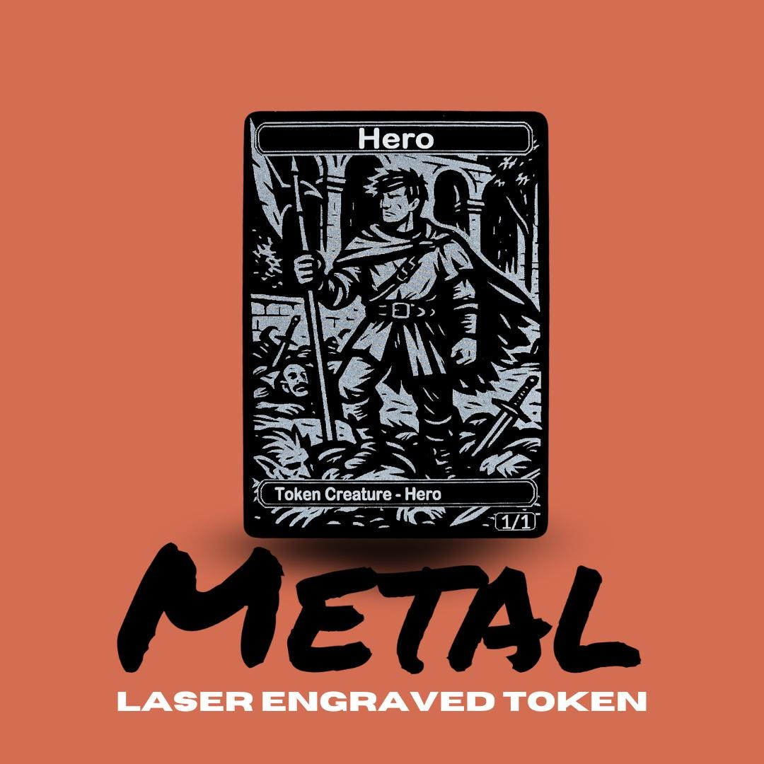 Metal Hero Token MTG | Laser Engraved Magic The Gathering Commander Proxy Token