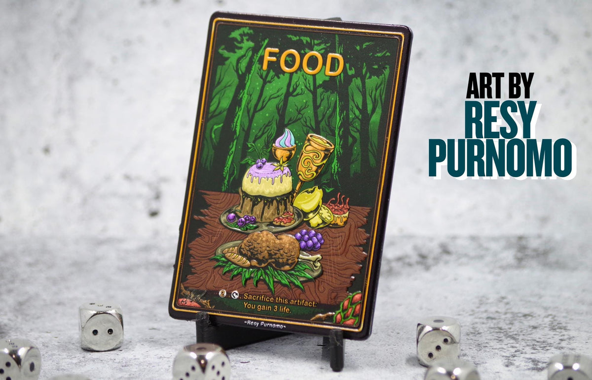 Metal Food Token for MTG | Raised 3D UV Resin Artwork |