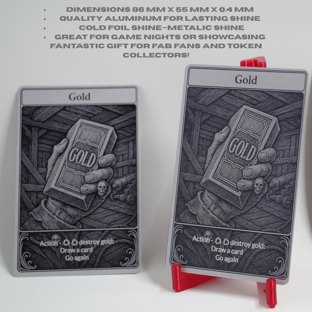 Gold Metal Token for Flesh and Blood TCG - Premium Laser Engraved Aluminum Card - Cold Foil Shine - Gaming Accessory