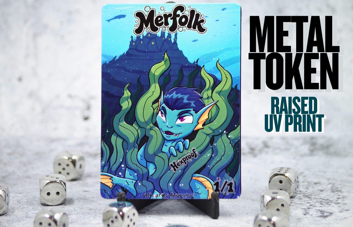 Metal Merfolk Token for MTG | Raised 3D UV Resin Artwork |