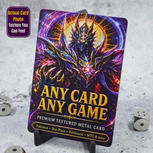 Custom Metal Trading Card – Textured UV Printed TCG Card – Any Card Any Game