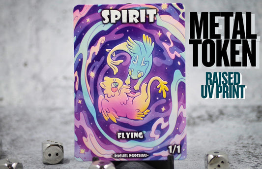 Textured Metal Spirit Token for MTG | Raised 3D UV Resin Artwork | Commander Token
