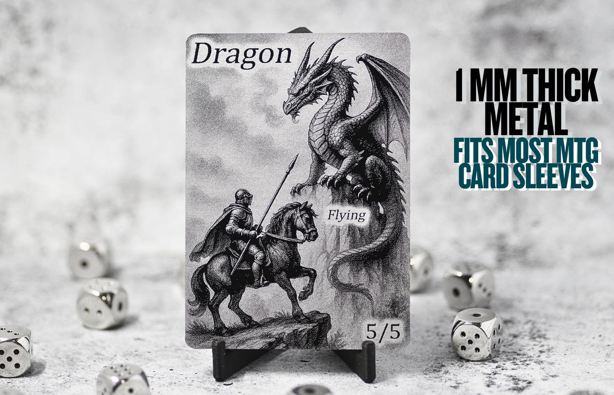 Metal Dragon Token MTG | Laser Engraved Magic The Gathering Commander Proxy Token