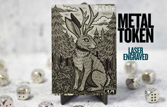 Laser-Engraved Jackalope Rabbit Token – Aluminum MTG Magic the Gathering