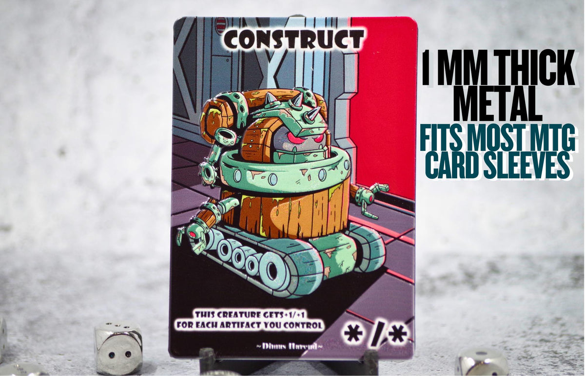 Metal Construct Token for MTG | Raised 3D UV Resin Artwork |