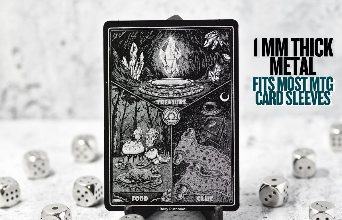 Metal Treasure Clue Food Triple Token MTG | Laser Engraved Magic The Gathering Commander Proxy Token