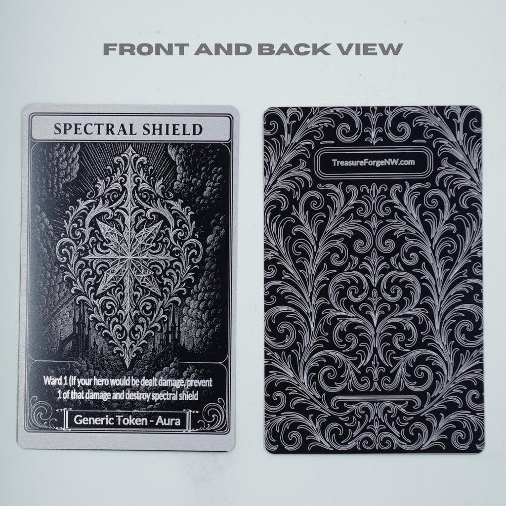 Spectral Shield Metal Token for Flesh and Blood TCG - Premium Cold Foil Shine - Laser Engraved Aluminum Card - Gaming Accessory