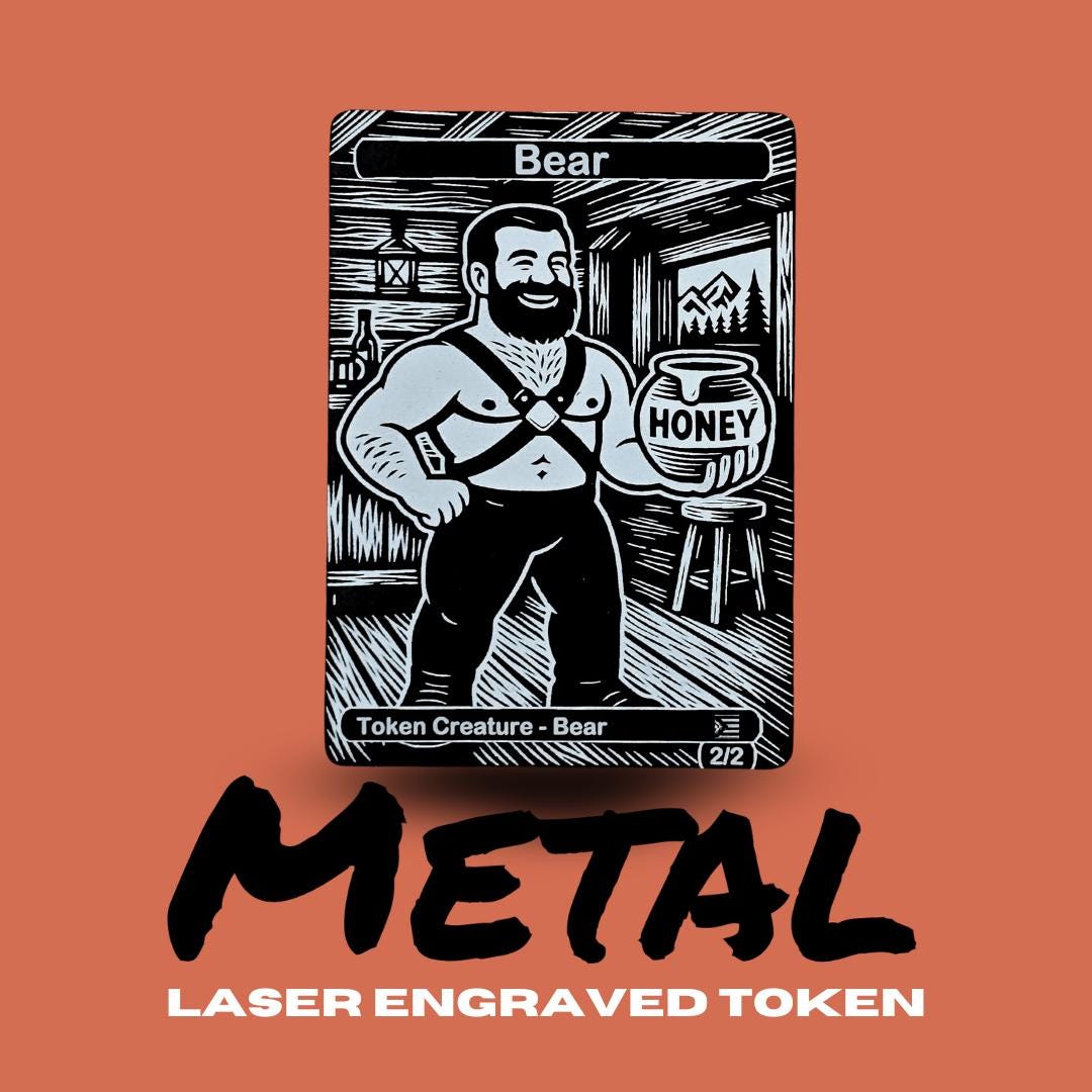 Bear Pride MTG Token: Laser Engraved Anodized Aluminum LGBTQ+ Magic The Gathering Accessory