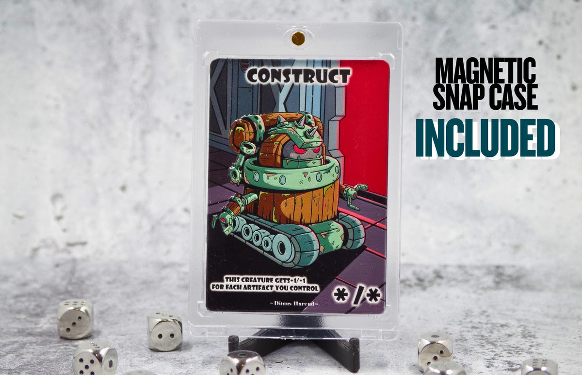 Metal Construct Token for MTG | Raised 3D UV Resin Artwork |