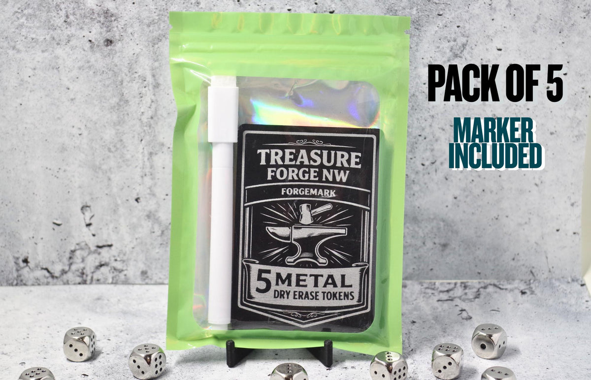 ForgeMark™ Dry-Erase Reusable Metal Tokens for MTG (Magic The Gathering) pack of 5