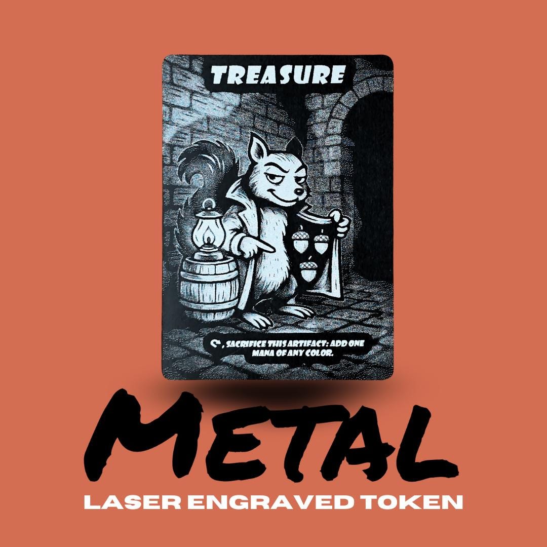 Metal Treasure Token MTG | Laser Engraved Magic The Gathering Commander Proxy Token