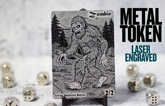 Metal Zombie Bigfoot Token MTG | Laser Engraved Magic The Gathering Commander Proxy Token