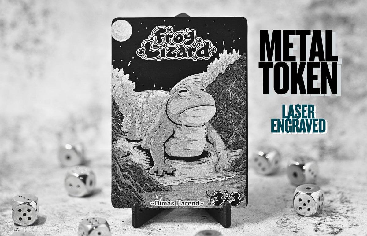 Metal Frog Lizard Token MTG | Laser Engraved Magic The Gathering Commander Proxy Token