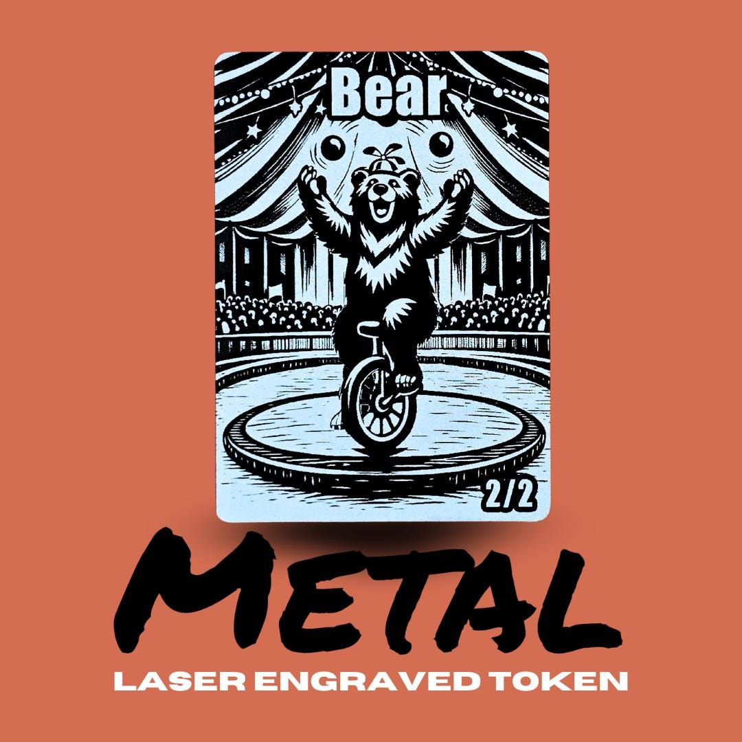 Metal Bear Token MTG | Laser Engraved Magic The Gathering Commander Proxy Token