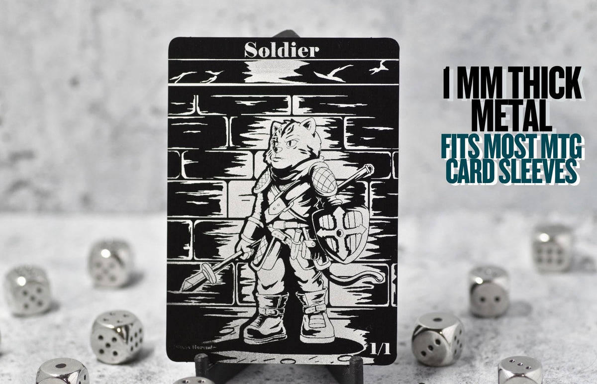 Metal Soldier Token MTG | Laser Engraved Magic The Gathering Commander Proxy Token