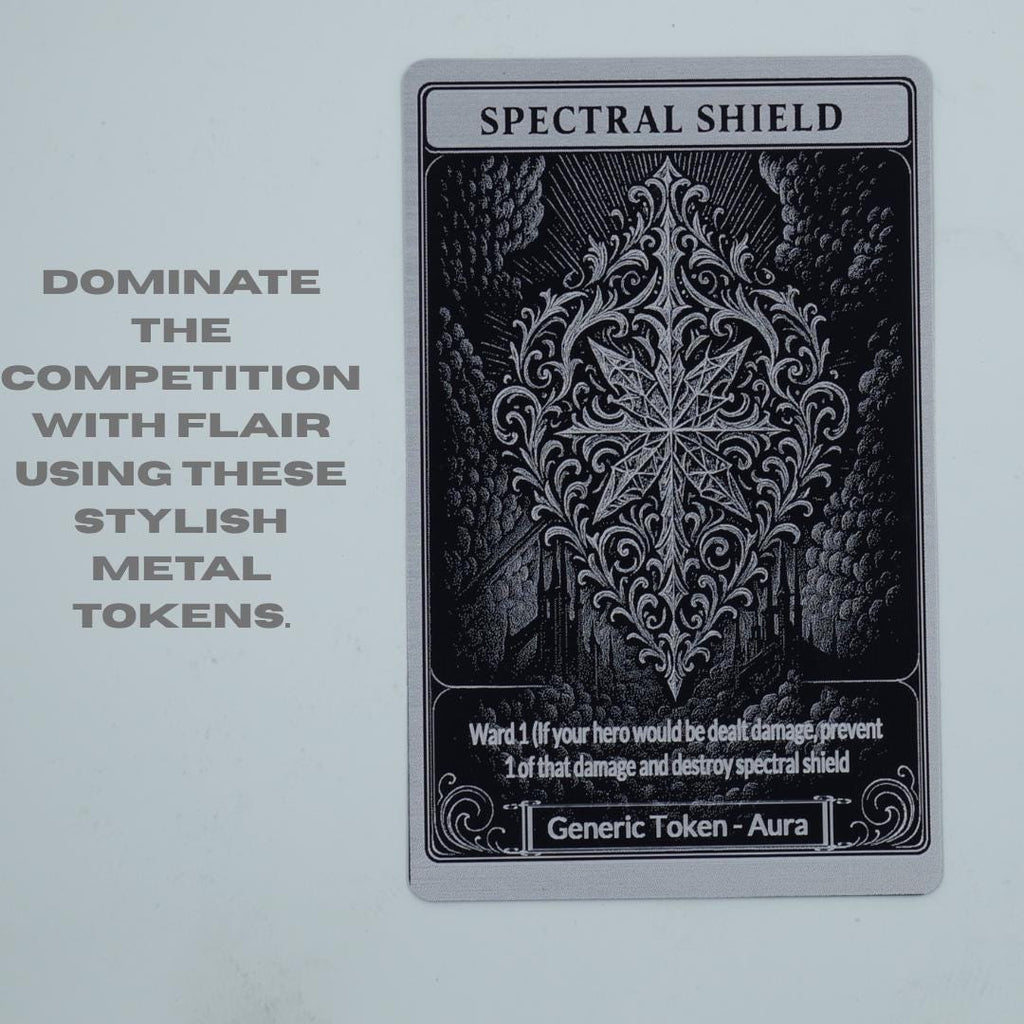 Spectral Shield Metal Token for Flesh and Blood TCG - Premium Cold Foil Shine - Laser Engraved Aluminum Card - Gaming Accessory