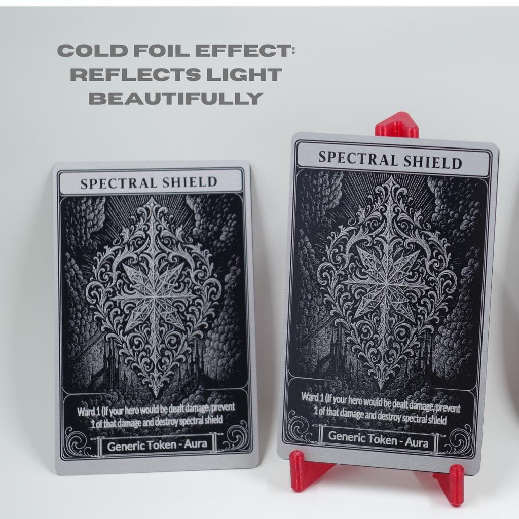 Spectral Shield Metal Token for Flesh and Blood TCG - Premium Cold Foil Shine - Laser Engraved Aluminum Card - Gaming Accessory