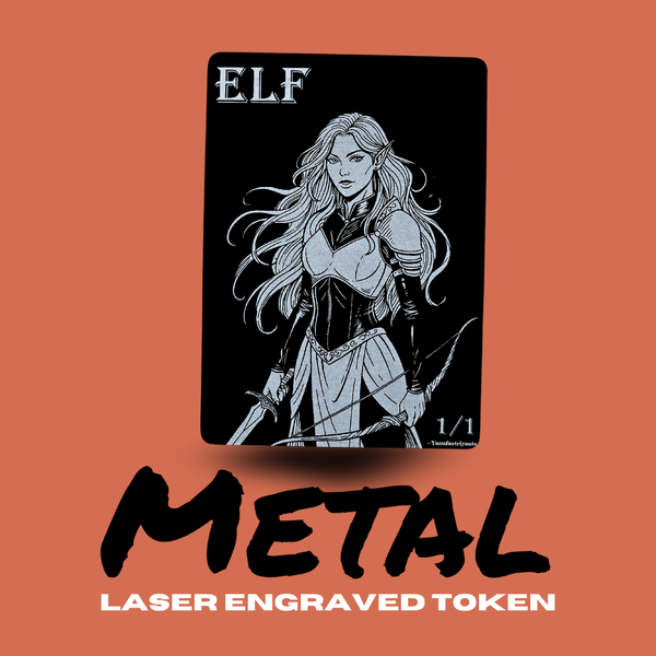 Metal Elf Token - Laser-Engraved MTG Token